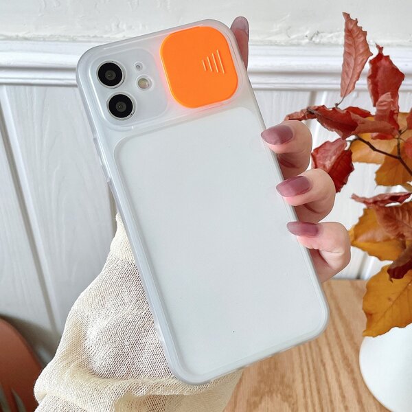 

Slide Camera Cover Clear Phone Case, Orange