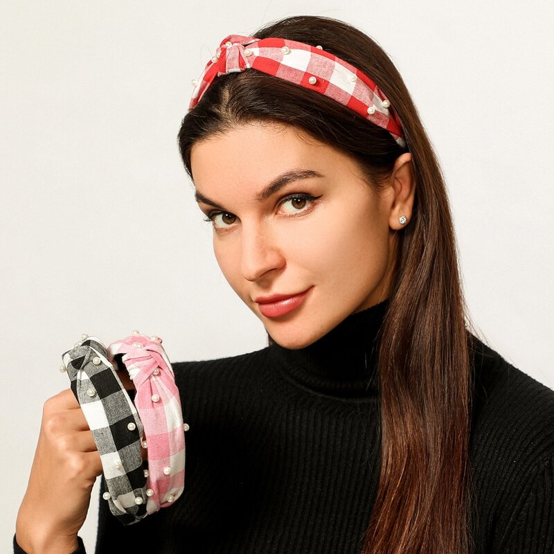 

1pc Random Plaid Headband, Multicolor