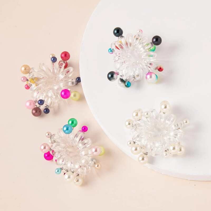 

2pcs Random Bead Decor Coil Wire, Multicolor