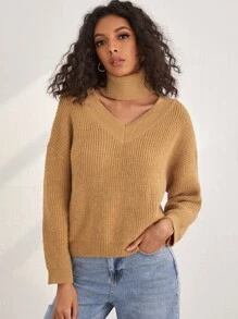 SHEIN LUNE 螺紋針織毛衣