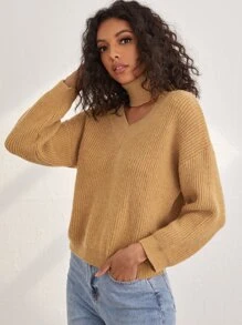 SHEIN LUNE 螺紋針織毛衣