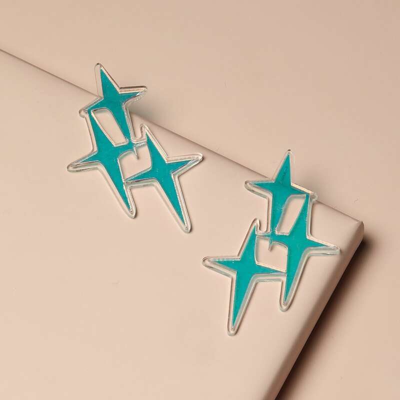 

Star Design Stud Earrings, Multicolor