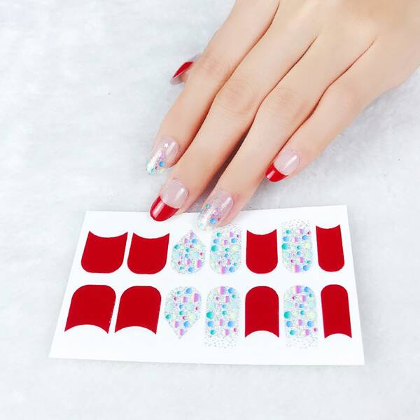 

1sheet Glitter Nail Art Sticker, Multicolor