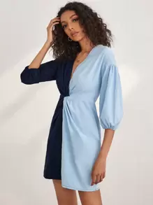 SHEIN Unity 拼色扭結連衣裙 - 彩色 - 查看 3