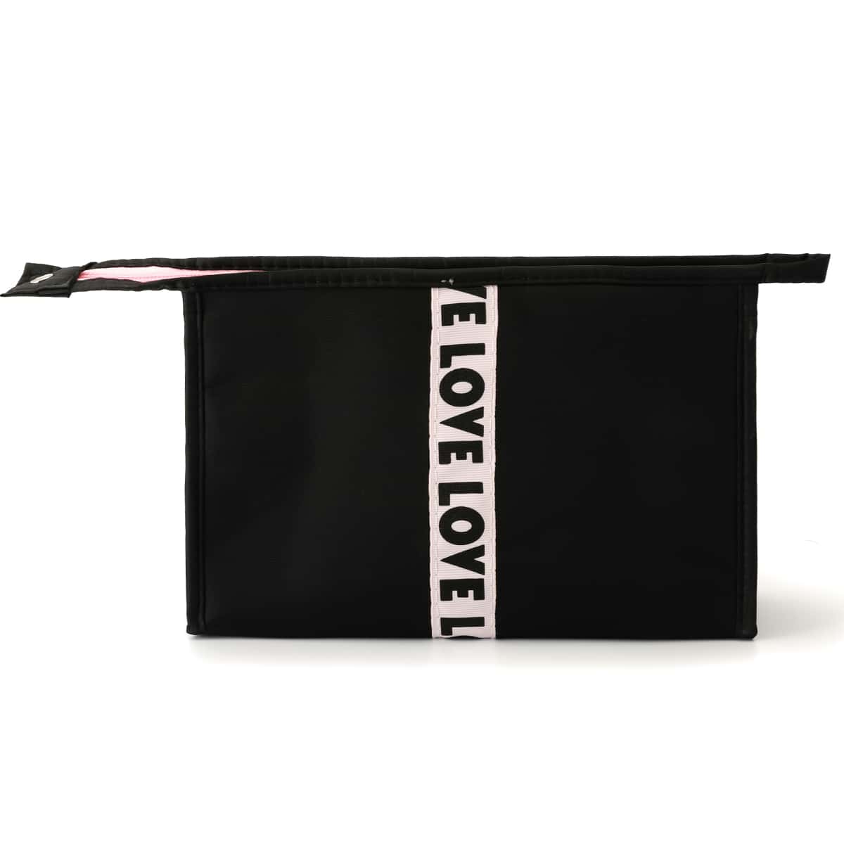 

Letter Graphic Zippered Makeup Bag, Black and white
