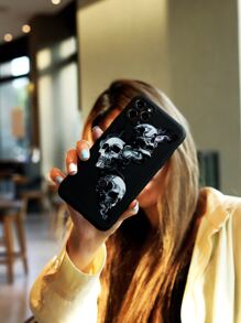 Skull Pattern Phone Case Compatible With IPhone 11,IPhone 13,IPhone 14 Pro Max - Black and White - View 2