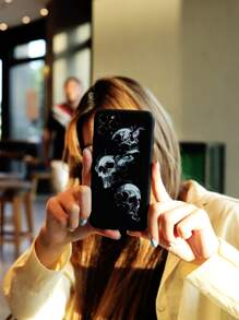 Skull Pattern Phone Case Compatible With IPhone 11,IPhone 13,IPhone 14 Pro Max - Black and White - View 5