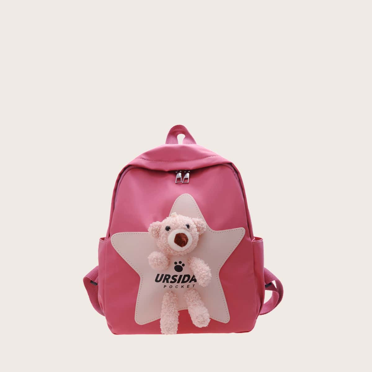 

Bear Decor Backpack, Hot pink