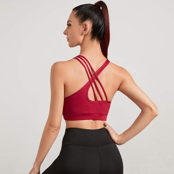 

Medium Support Crisscross Back Sports Bra, Burgundy