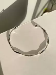 金屬開口手鐲 - 銀色 - 查看 1