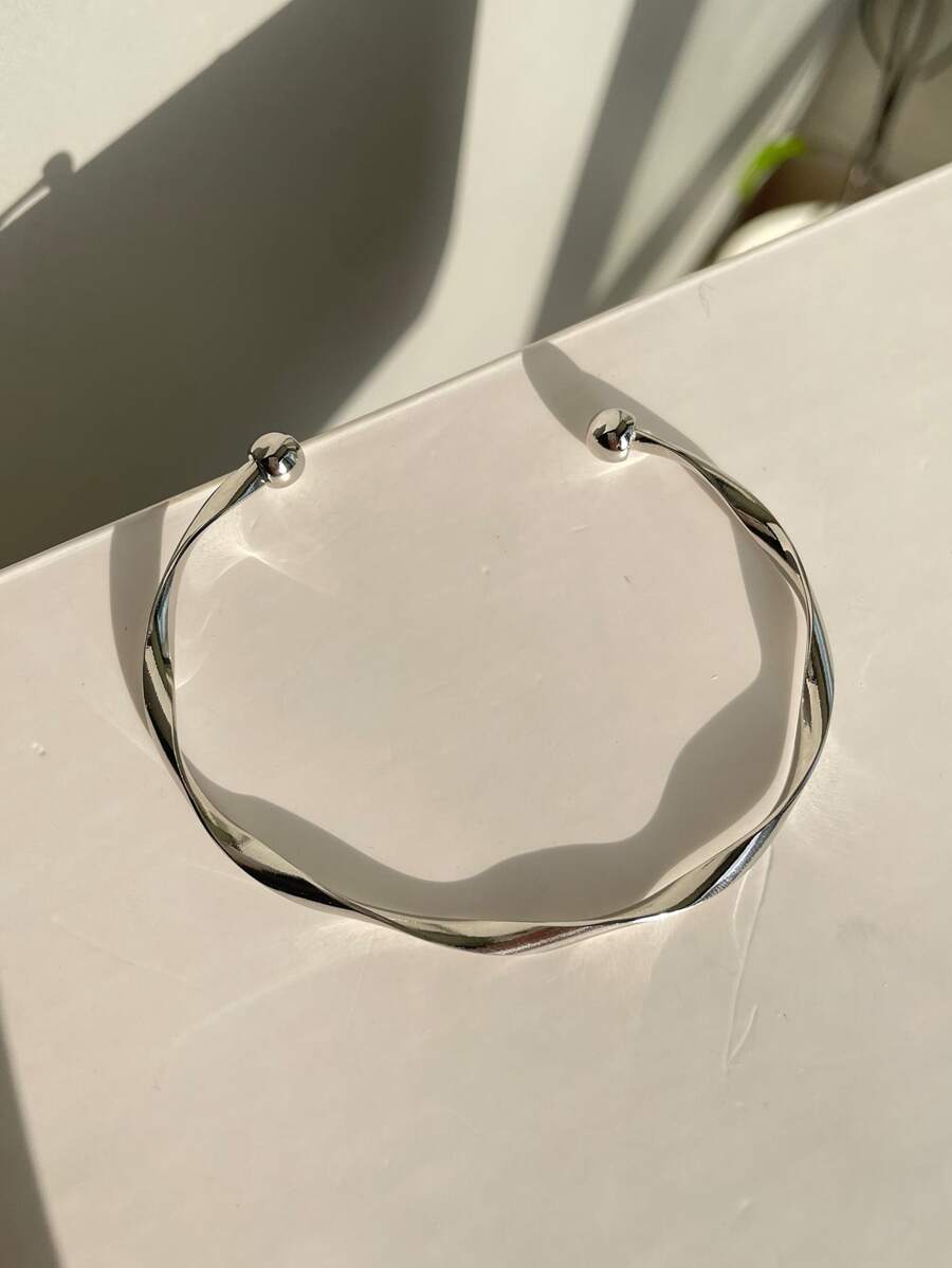 金屬開口手鐲 - 銀色 - 查看 1