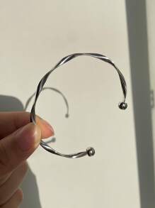 金屬開口手鐲 - 銀色 - 查看 2