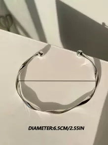 金屬開口手鐲 - 銀色 - 查看 3