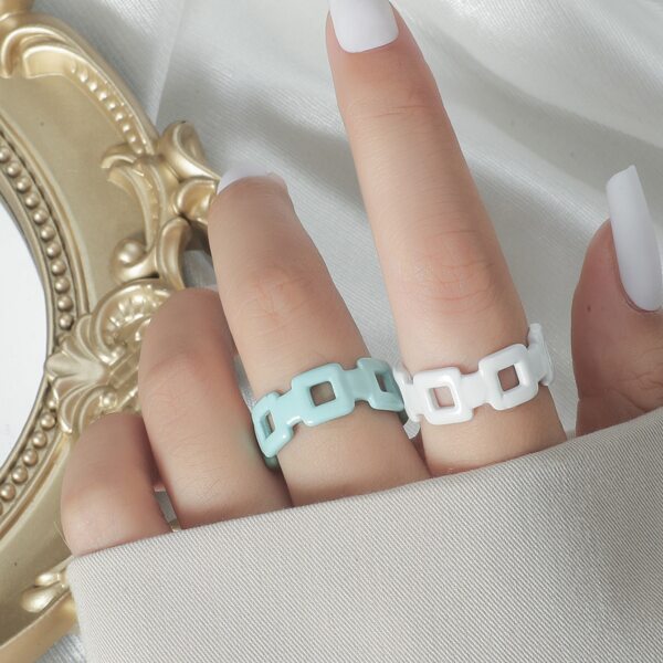 

2pcs Geometric Ring, Baby blue