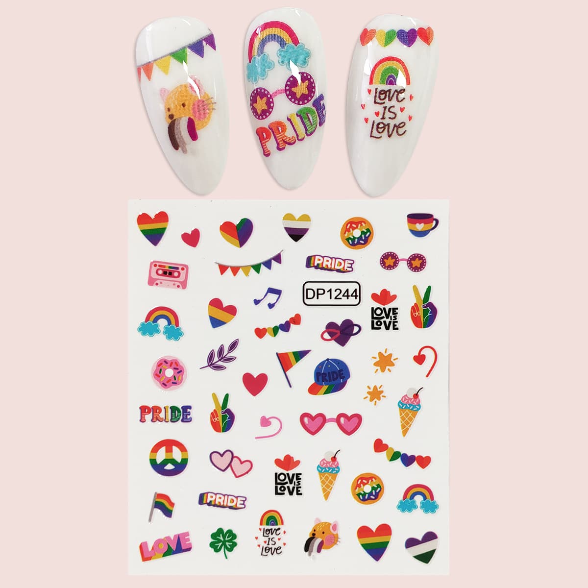 

1sheet LGBT Pattern Nail Art Sticker, Multicolor
