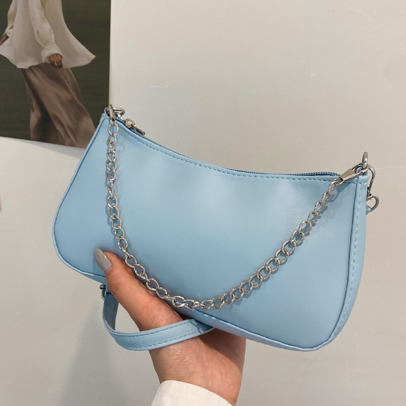 

Chain Decor Crossbody Bag, Blue