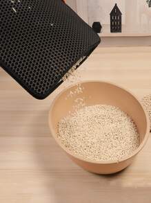 1pc Waterproof Pet Cat Litter Mat Double Layer Pet Mat, Non-slip Sand Cat Pad, Washable Bed Mat, Clean Pad - Black - View 3