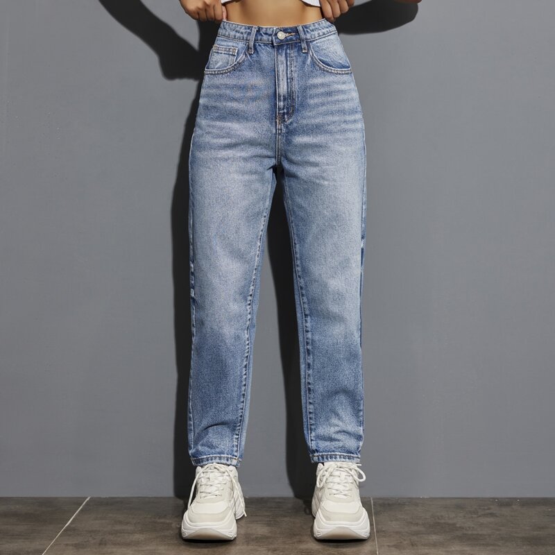

High Waist Mom Jeans, Medium wash