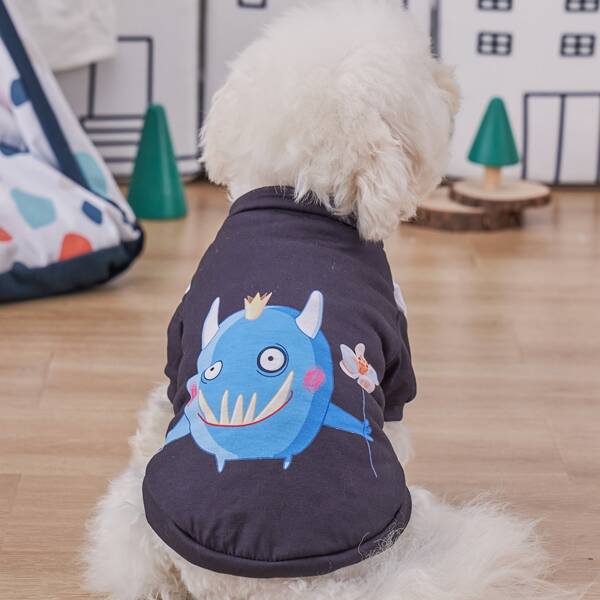 

Cartoon Monster Pet Tee, Black