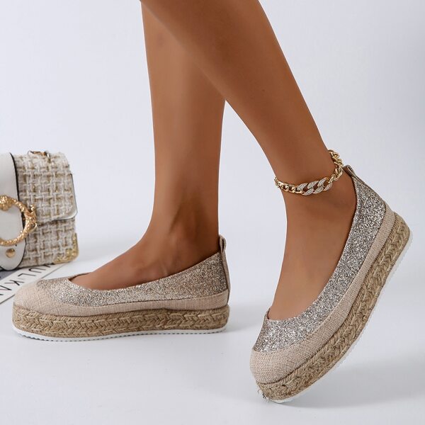

Glitter Decor Espadrille Flats, Gold