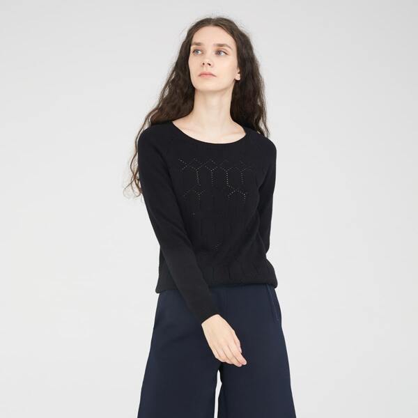 

Pointelle Knit Sweater, Black