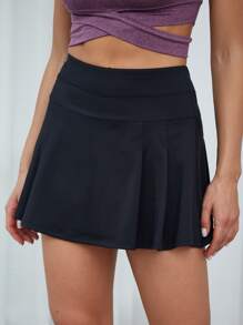 VUTRU 褶皺運動裙褲 - 黑色 - 查看 4