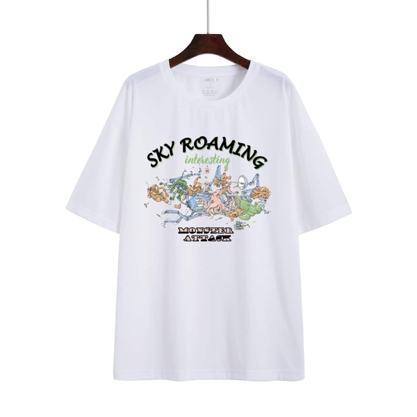 

Cartoon And Letter Graphic Tee, White