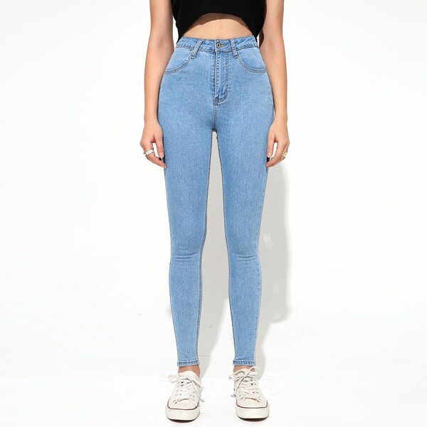 

Snow Wash High-Waisted Cropped Skinny Jeans, Medium wash