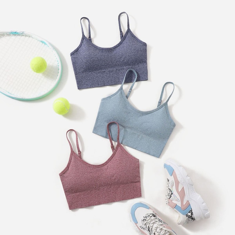 

3pack High Support Spaghetti Strap Sports Bra, Multicolor