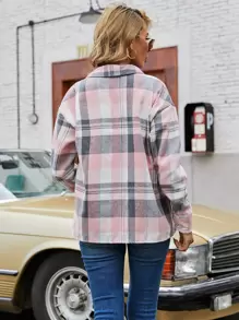 SHEIN LUNE 格紋印花落肩袖襯衫 - 彩色 - 查看 2