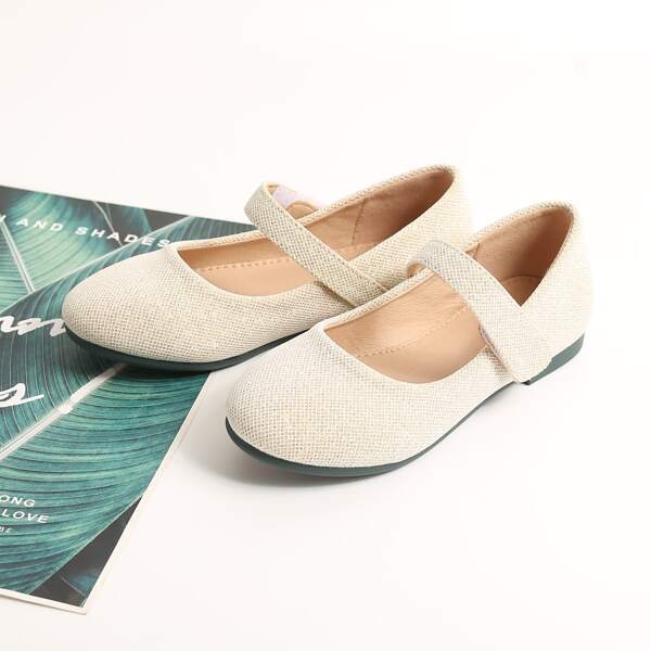 

Girls Minimalist Velcro Strap Flats, Gold