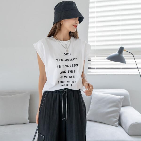

Slogan Graphic Tank Top, White