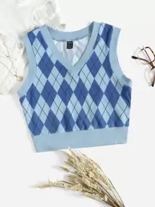 SHEIN Qutie Áo hai dây Hình học Giải trí - Màu xanh lam - Xem 1