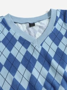 SHEIN Qutie Áo hai dây Hình học Giải trí - Màu xanh lam - Xem 5