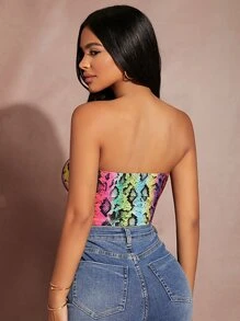 SHEIN SXY 蛇紋抹胸上衣 - 彩色 - 查看 2