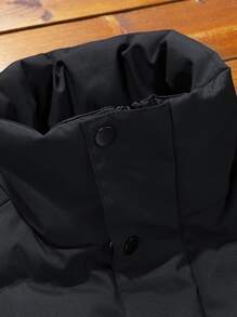 Manfinity Men Letter Graphic Zip Up Snap Button Padded Coat Without Top - Black - View 4