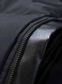 Manfinity Men Letter Graphic Zip Up Snap Button Padded Coat Without Top - Black - View 5