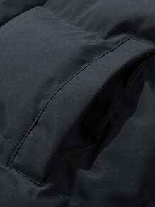 Manfinity Men Letter Graphic Zip Up Snap Button Padded Coat Without Top - Black - View 6