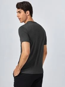 Manfinity NiteLyfe Tops Nam Nút phía trước màu trơn Giải trí - Màu xám đen - Xem 2