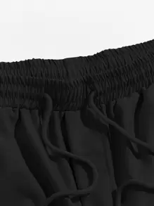 Manfinity VCAY Men Drawstring Waist Shorts - Black - View 3