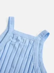 SHEIN EZwear Top de tirantes tejido de canalé - Celeste - Ver 3