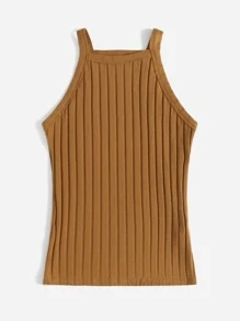 SHEIN EZwear Top de tirantes tejido de canalé