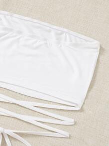 Soleia WYWH 度假交叉系带露肩白色短款抹胸上衣 - 白色 - 查看 4