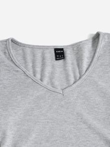 Muchica V-neck Drawstring Ruched Side Dress - Light Grey - View 4