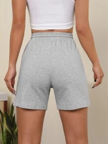 SHEIN PETITE Drawstring Waist Track Shorts