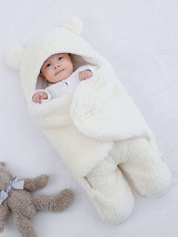 1 Stück Baby Flanell 3D Ohr Design Schlaf-Pucktuch, Liebes Valentinstag