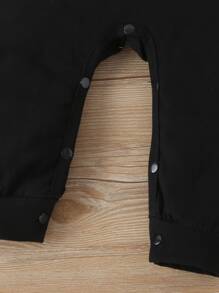 Đứa bé trai Thiết kế tai 3D Sọc Và Đồ họa Hoạt hình 1 Áo liền quần Với 1 Mũ - màu đen - Xem 5