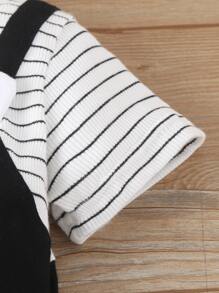 Đứa bé trai Thiết kế tai 3D Sọc Và Đồ họa Hoạt hình 1 Áo liền quần Với 1 Mũ - màu đen - Xem 7