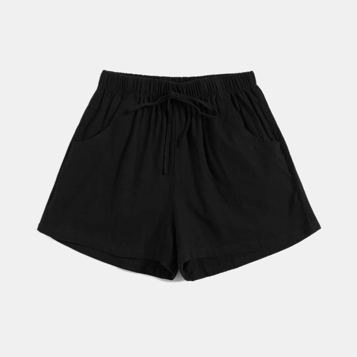 

Solid Knot Hidden Pocket Shorts, Black