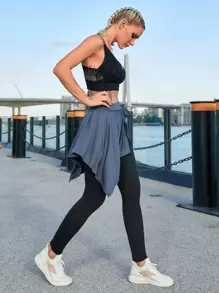 Easithlete Sujetador deportivo soporte medio con encaje en contraste - Negro - Ver 4